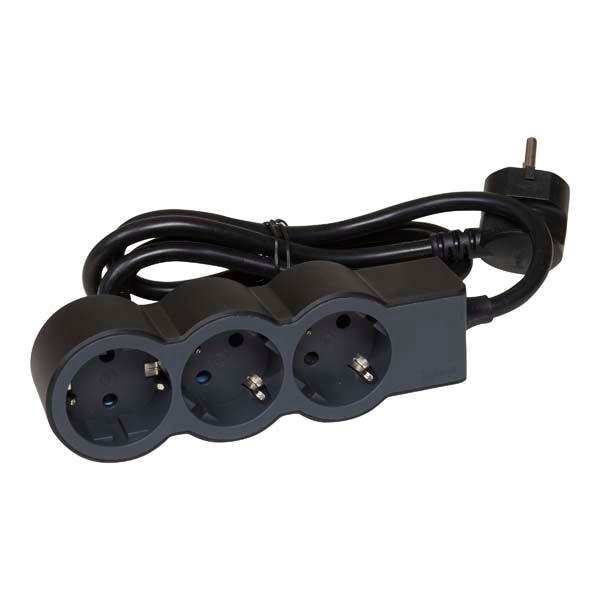 Prelungitor cu protectie LEGRAND L694550, 3 prize, 1.5m, negru-gri inchis