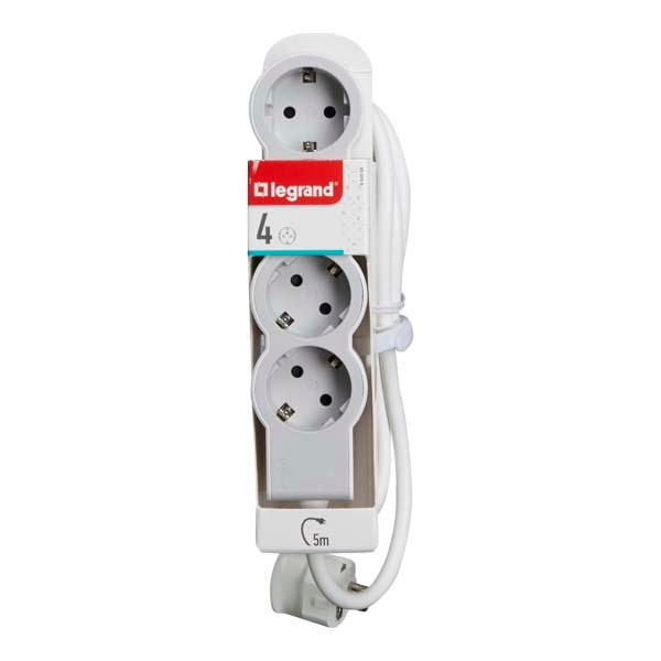 Prelungitor cu protectie LEGRAND L694569, 4 prize, 5m, alb-gri deschis