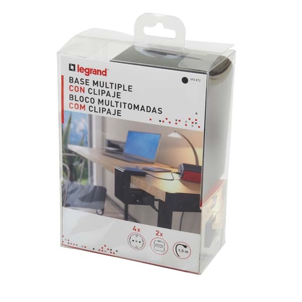 Prelungitor cu protectie LEGRAND L694812, 4 prize, 2 x USB, 1.5m, negru