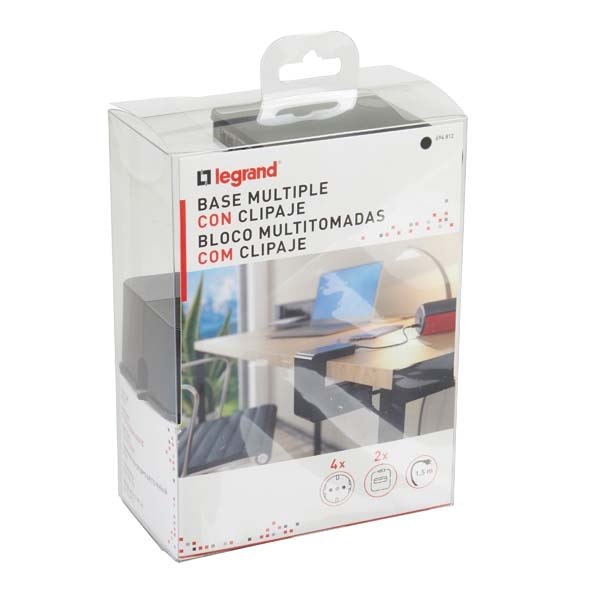 Prelungitor cu protectie LEGRAND L694812, 4 prize, 2 x USB, 1.5m, negru