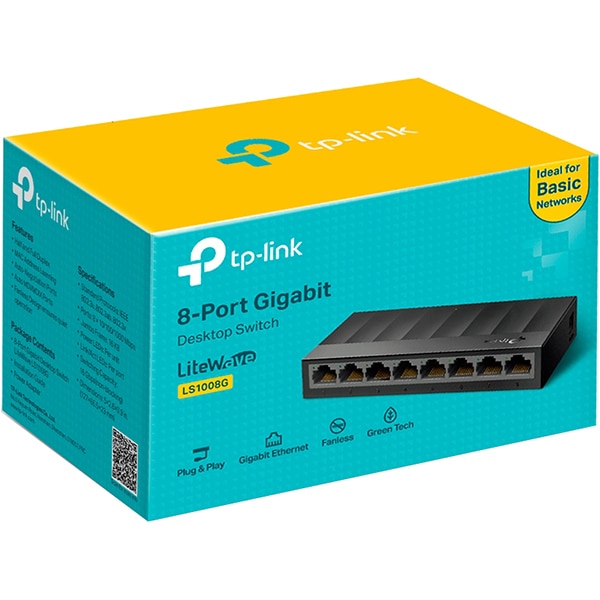 Switch TP-LINK LS1008G, 8 porturi Gigabit, negru