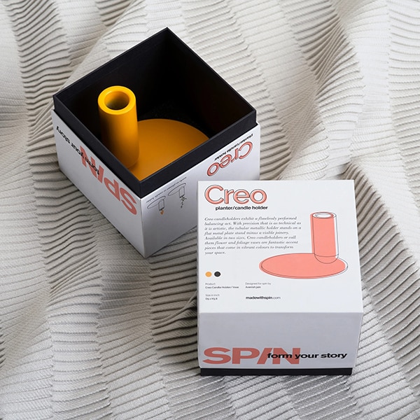 Suport lumanare Creo Small, 12.7 x 9.1 cm, galben