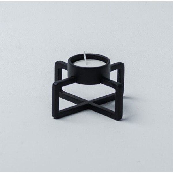 Suport lumanare Cross, 10 x 10 x 5.3 cm, negru lucios