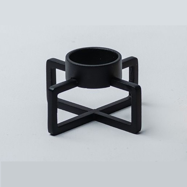 Suport lumanare Cross, 10 x 10 x 5.3 cm, negru lucios