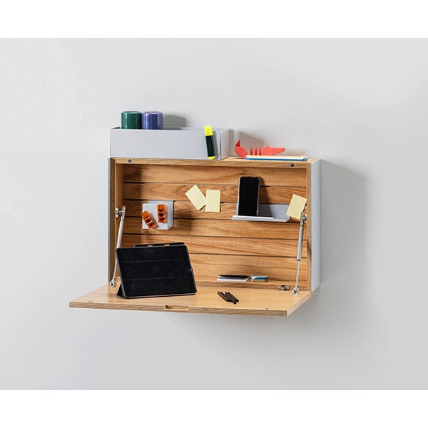 Birou de perete Unfold, 72 x 15 x 53 cm, maro deschis-gri