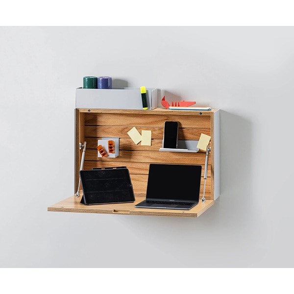 Birou de perete Unfold, 72 x 15 x 53 cm, maro deschis-gri