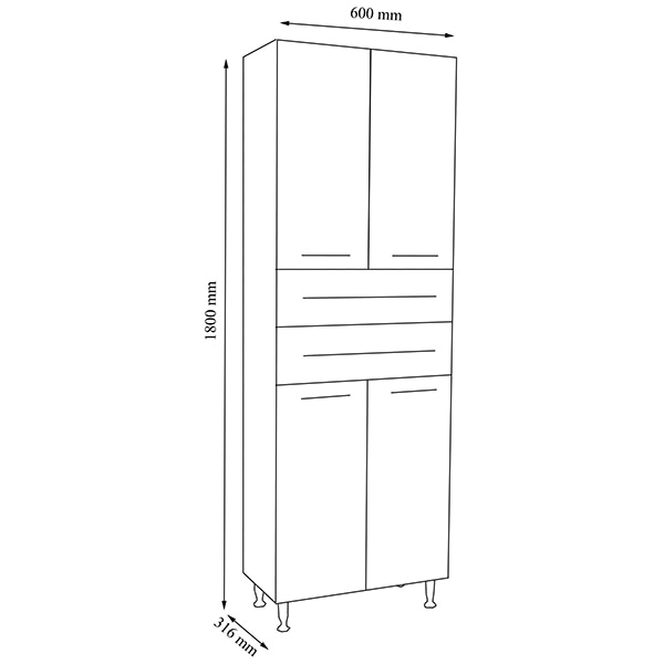 Dulap baie Badenmob Seria 008, 60 x 32 x 180 cm, alb