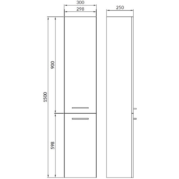 Dulap coloana baie Cersanit Lara, 30 x 25 x 150 cm, alb