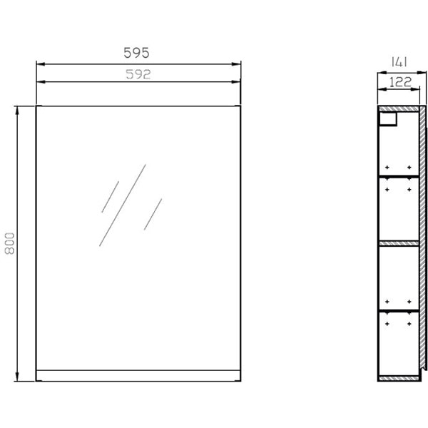 Dulap baie cu oglinda Moduo, 59.5 x 14.4 x 80 cm, alb