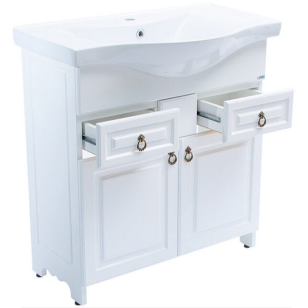 Set masca si lavoar Woodart Rustic, 80 x 32 x 82 cm, alb