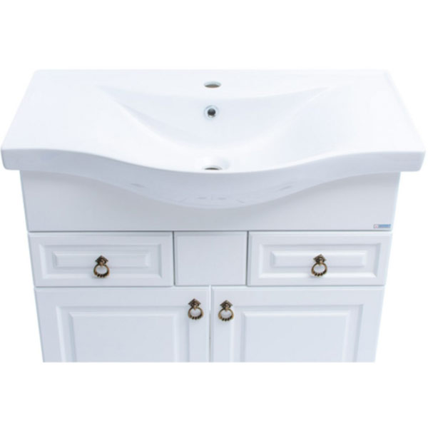 Set masca si lavoar Woodart Rustic, 80 x 32 x 82 cm, alb