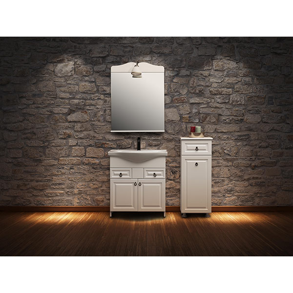 Set masca si lavoar Woodart Rustic, 80 x 32 x 82 cm, alb