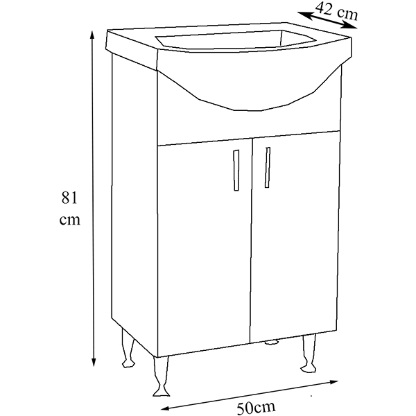 Set masca si lavoar Badenmob Seria 001, 50 x 42 x 81 cm, alb