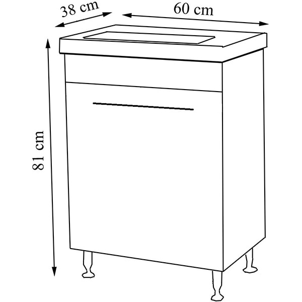 Set masca si lavoar Badenmob Seria 270, 60 x 38 x 81 cm, alb