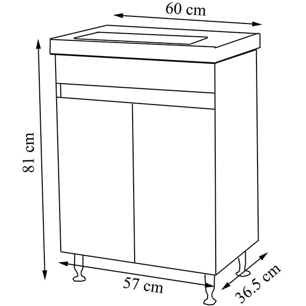 Set masca si lavoar Badenmob Seria 286, 60 x 38 x 81 cm, alb