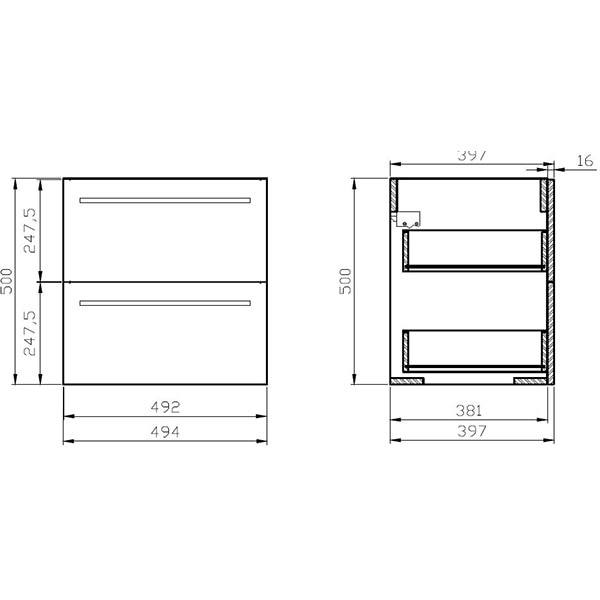 Set masca si lavoar Cersanit Elisa Ontario, 50 x 39.5 x 52 cm, alb