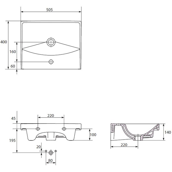 Set masca si lavoar Cersanit Gala City, 49.4 x 44.7 x 44.2 cm, nuc