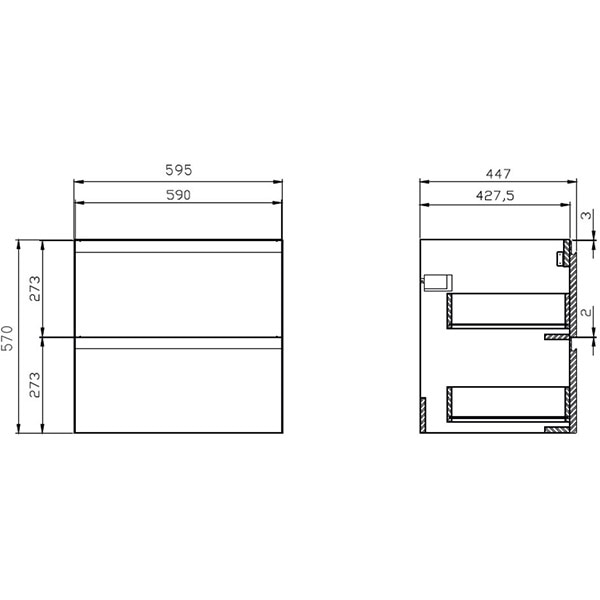 Set masca si lavoar Cersanit Moduo, 59.5 x 44.7 x 62 cm, gri