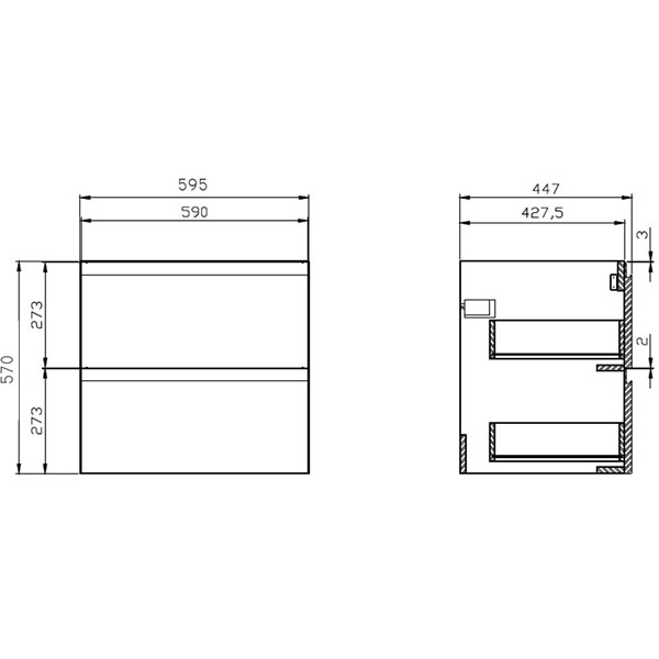 Set masca si lavoar Cersanit Moduo, 59.5 x 44.7 x 62 cm, alb