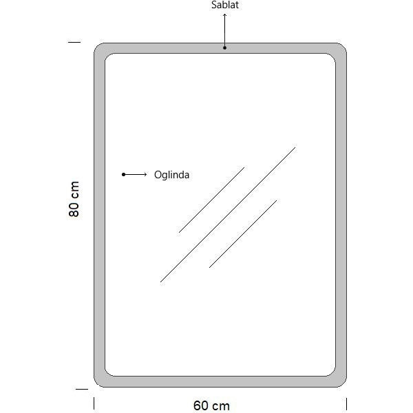 Oglinda baie Badenmob MD2, 60 x 2.5 x 80 cm, iluminare LED, Intrerupator Touch, alb