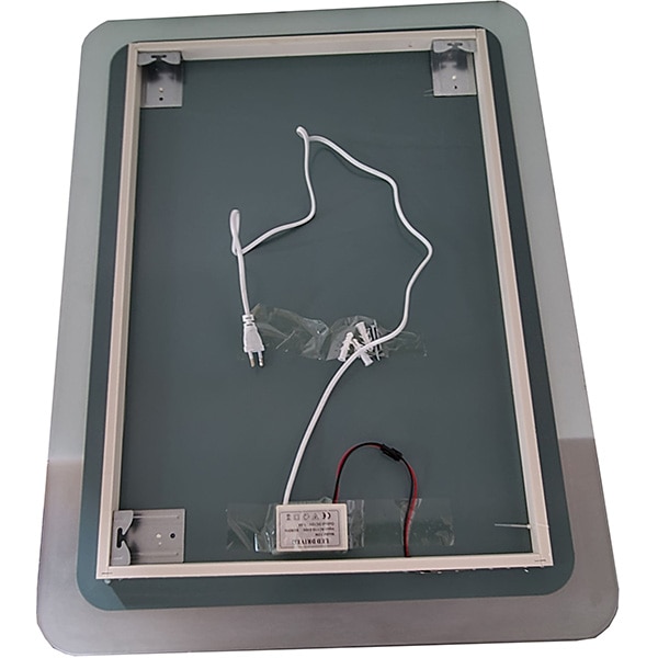 Oglinda baie Badenmob MD2, 60 x 2.5 x 80 cm, iluminare LED, Intrerupator Touch, alb