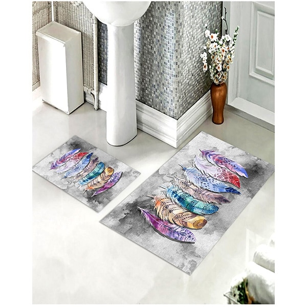 Set 2 covorase baie Colored Feathers, 60 x 100 cm, 40 x 60 cm, multicolor