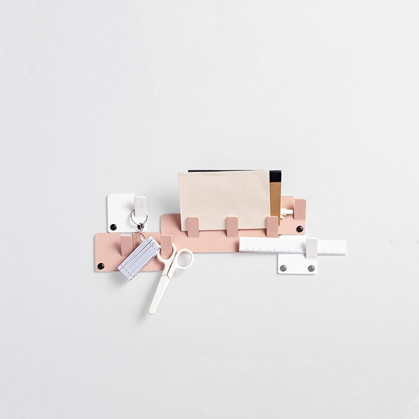 Cuier perete TETRIS, 17 cm, roz, 3 piese