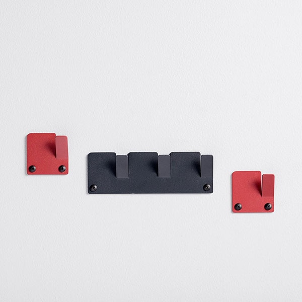 Cuier perete TETRIS, 17 cm, negru, 3 piese