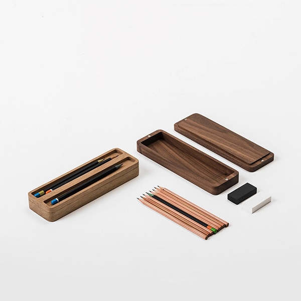 Cutie intrumente de scris SPIN Pencil, nuc, maro inchis