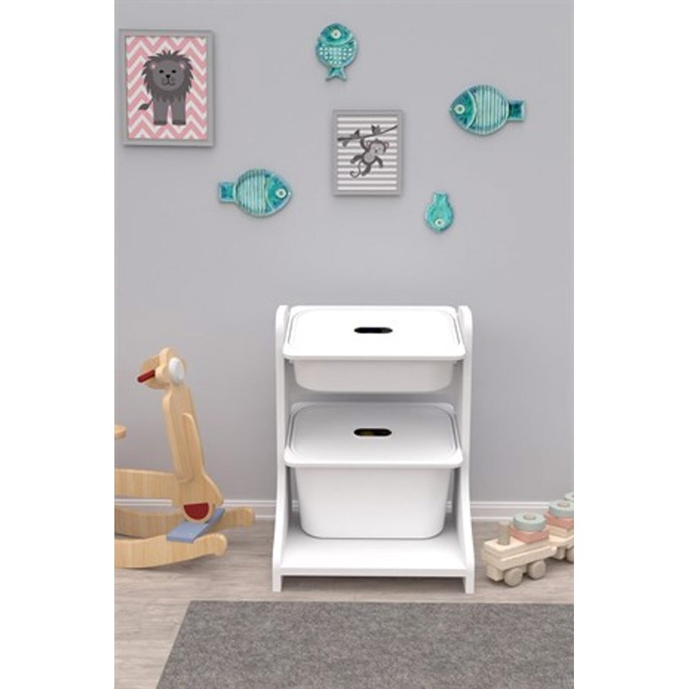 Dulap cutii depozitare OLIVYA, 44 x 35 x 60 cm, alb, 2 cutii