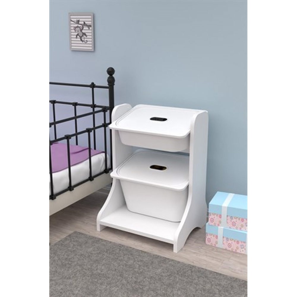 Dulap cutii depozitare OLIVYA, 44 x 35 x 60 cm, alb, 2 cutii