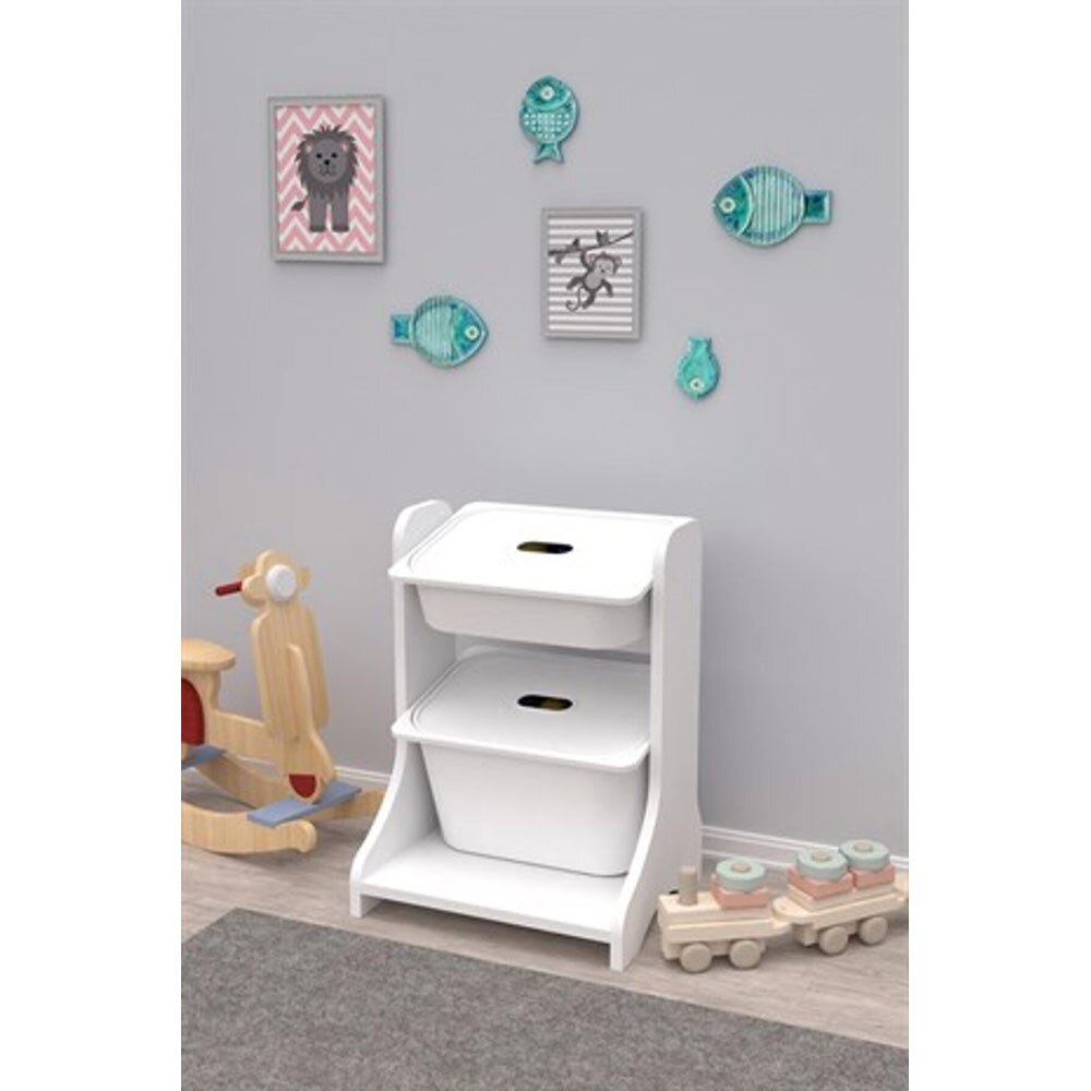 Dulap cutii depozitare OLIVYA, 44 x 35 x 60 cm, alb, 2 cutii