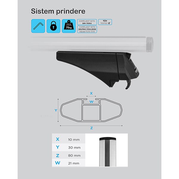 Bare transversale MENABO Leopard Silver Xl, Bmw X1 (E84), 2012-2015, 135 cm