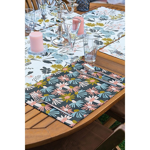 Suport farfurii si napron Leaves, 35 x 45 cm, 35 x 140 cm, 4 + 1 bucati, multicolor