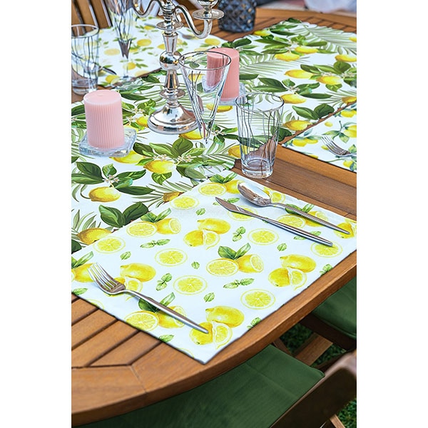 Suport farfurii si napron Lemon, 35 x 45 cm, 35 x 140 cm, 4 + 1 bucati, multicolor