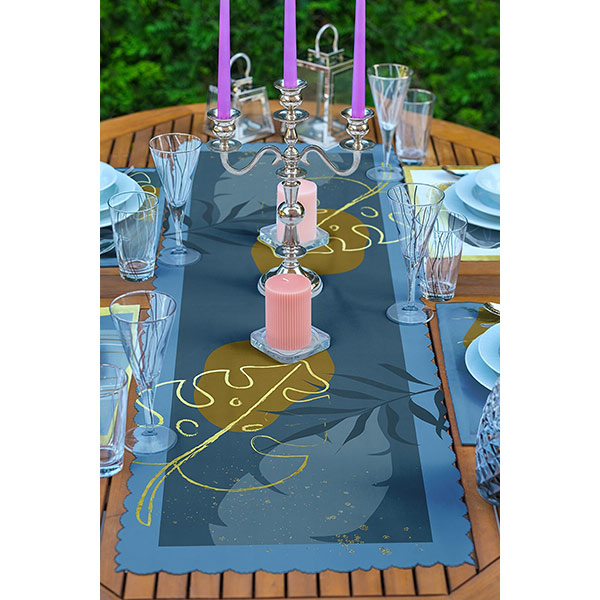 Suport farfurii si napron Green Modern, 35 x 45 cm, 35 x 140 cm, 4 + 1 bucati, multicolor