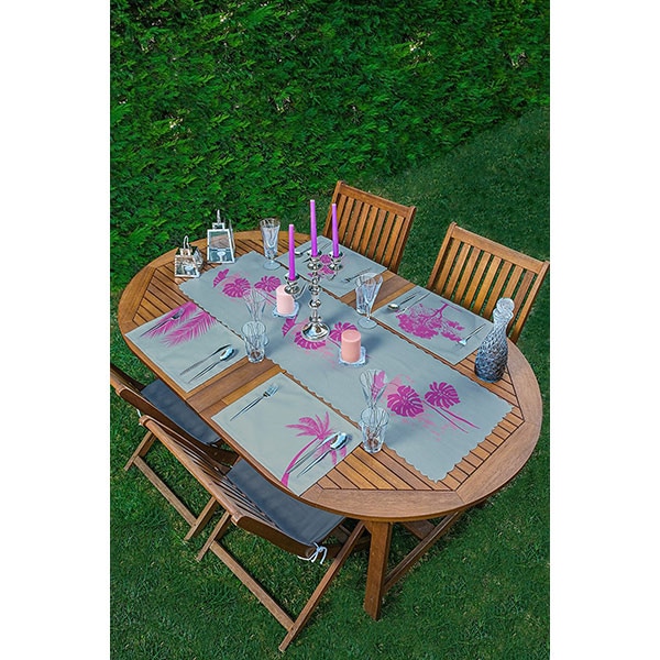 Suport farfurii si napron Pink Tree, 35 x 45 cm, 35 x 140 cm, 4 + 1 bucati, multicolor