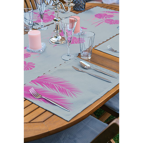 Suport farfurii si napron Pink Tree, 35 x 45 cm, 35 x 140 cm, 4 + 1 bucati, multicolor