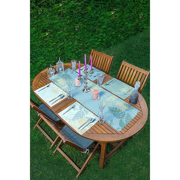 Suport farfurii si napron Plants green, 35 x 45 cm, 35 x 140 cm, 4 + 1 bucati, multicolor