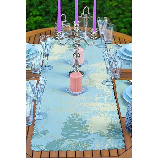 Suport farfurii si napron Plants green, 35 x 45 cm, 35 x 140 cm, 4 + 1 bucati, multicolor