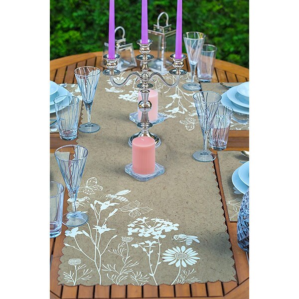 Suport farfurii si napron Plants brown, 35 x 45 cm, 35 x 140 cm, 4 + 1 bucati, multicolor