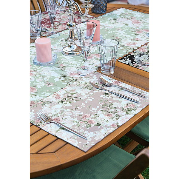 Suport farfurii si napron Floral, 35 x 45 cm, 35 x 140 cm, 4 + 1 bucati, multicolor