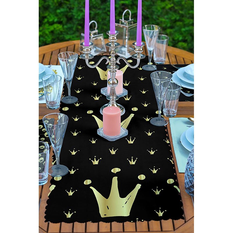 Suport farfurii si napron Gold&Black, 35 x 45 cm, 35 x 140 cm, 4 + 1 bucati, multicolor