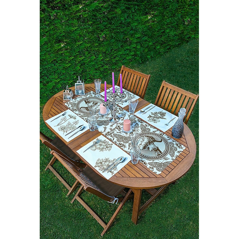 Suport farfurii si napron Flower Green, 35 x 45 cm, 35 x 140 cm, 4 + 1 bucati, multicolor