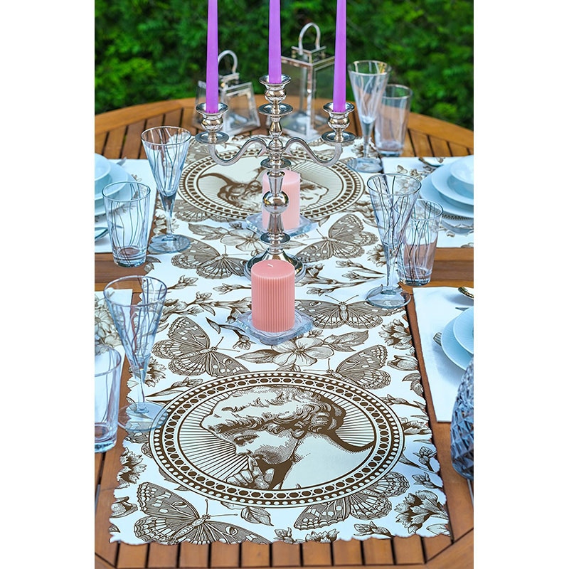 Suport farfurii si napron Flower Green, 35 x 45 cm, 35 x 140 cm, 4 + 1 bucati, multicolor