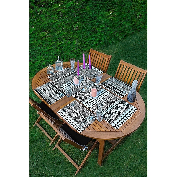 Suport farfurii si napron Black&White, 35 x 45 cm, 35 x 140 cm, 4 + 1 bucati, multicolor