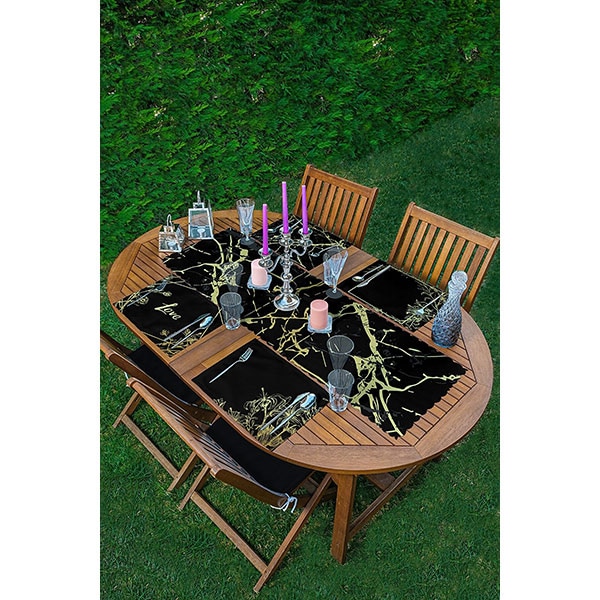 Suport farfurii si napron Gold Marble, 35 x 45 cm, 35 x 140 cm, 4 + 1 bucati, multicolor