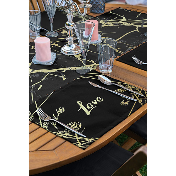 Suport farfurii si napron Gold Marble, 35 x 45 cm, 35 x 140 cm, 4 + 1 bucati, multicolor