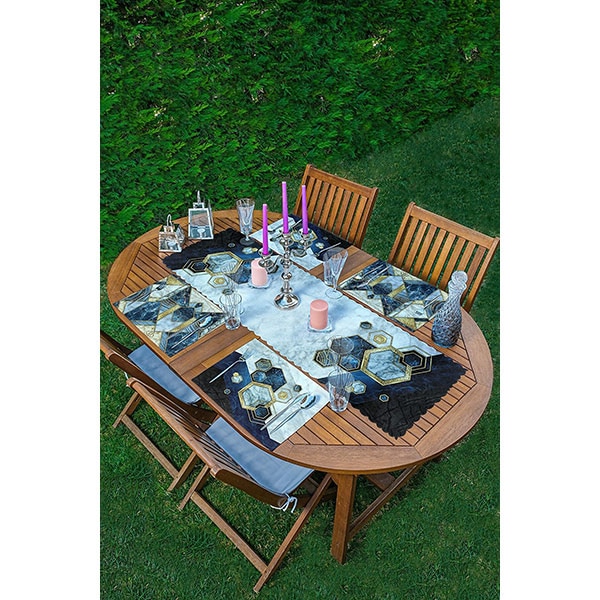 Suport farfurii si napron Geometric 2, 35 x 45 cm, 35 x 140 cm, 4 + 1 bucati, multicolor