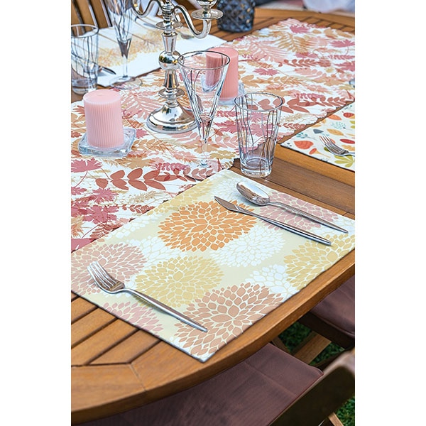 Suport farfurii si napron Autumn, 35 x 45 cm, 35 x 140 cm, 4 + 1 bucati, multicolor